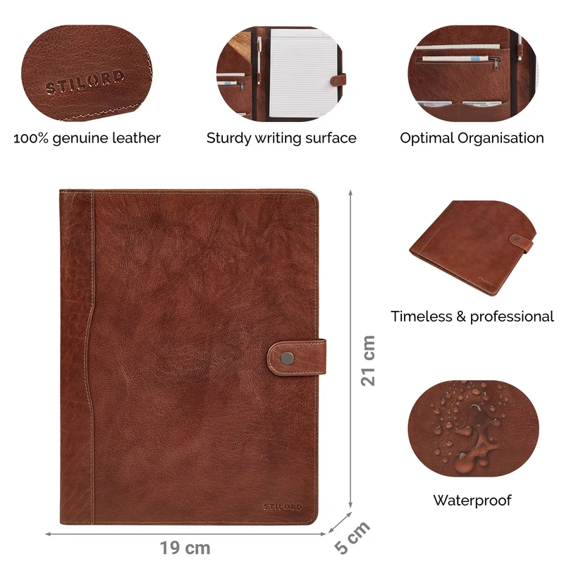 "Corbin" Dokumentenmappe A4 Leder Mappe für DIN A4 Dokumente Echtleder