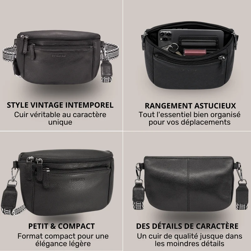 "Iowa" Crossbody Bag Damen Leder 2 in 1 Leder Bauchtasche