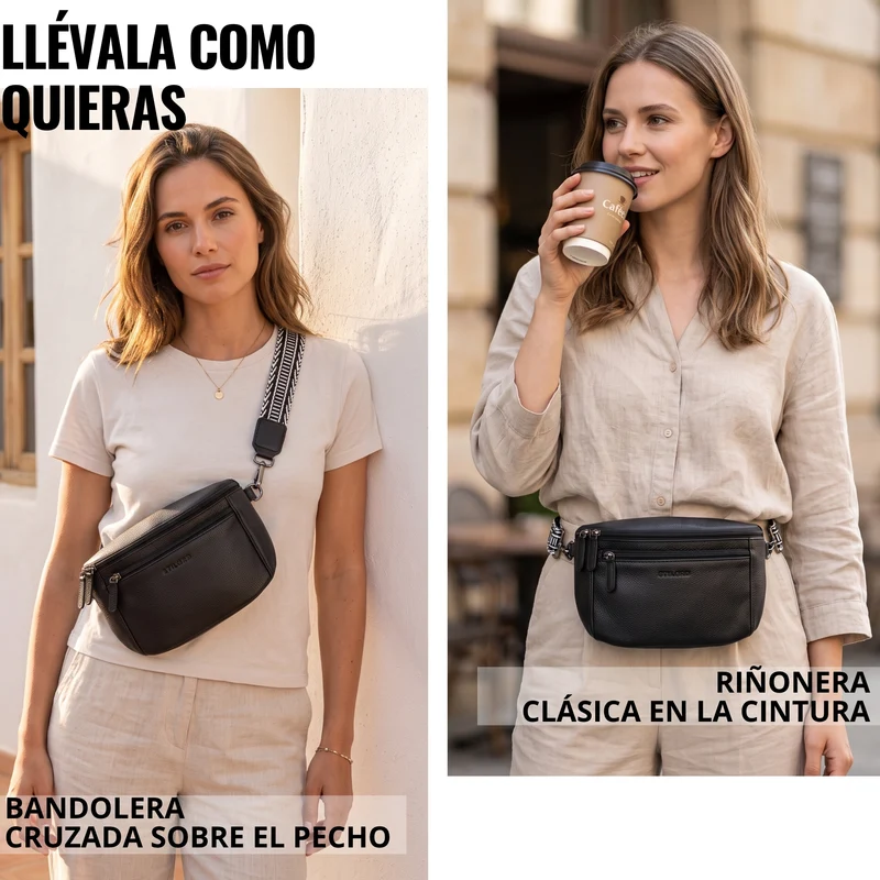 "Iowa" Crossbody Bag Damen Leder 2 in 1 Leder Bauchtasche