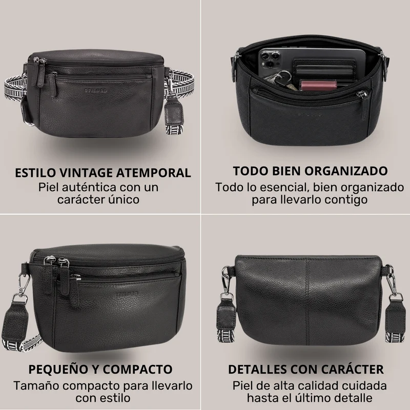 "Iowa" Crossbody Bag Damen Leder 2 in 1 Leder Bauchtasche