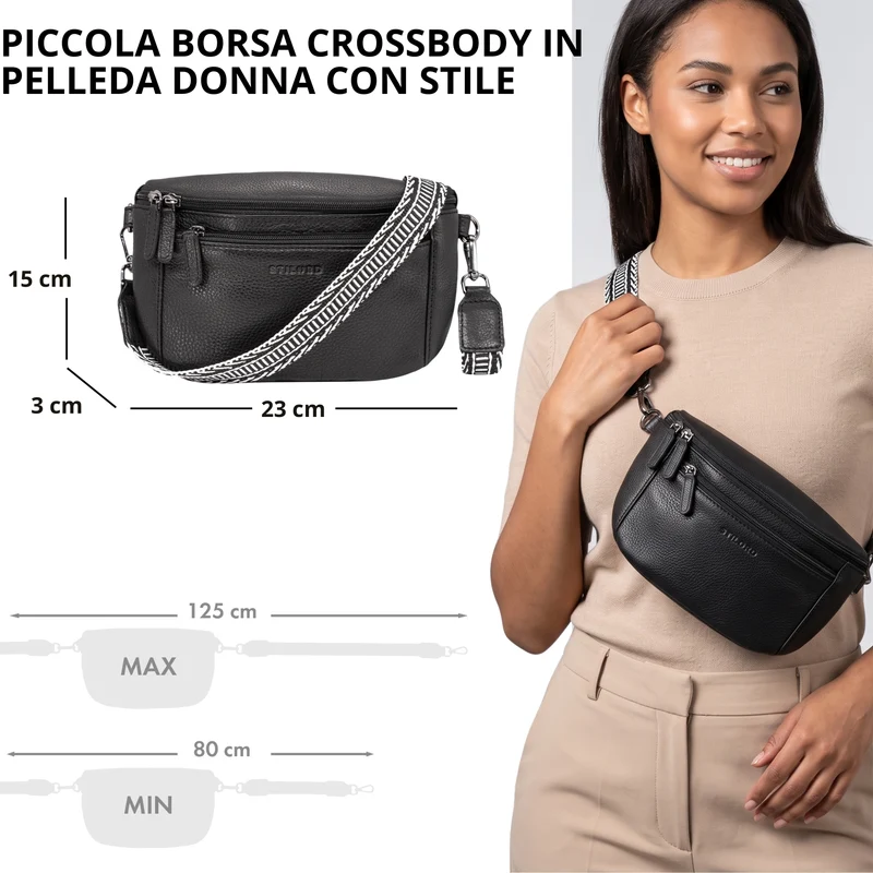 "Iowa" Crossbody Bag Damen Leder 2 in 1 Leder Bauchtasche