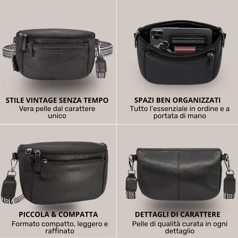 "Iowa" Crossbody Bag Damen Leder 2 in 1 Leder Bauchtasche