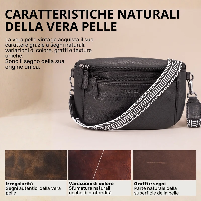 "Iowa" Crossbody Bag Damen Leder 2 in 1 Leder Bauchtasche