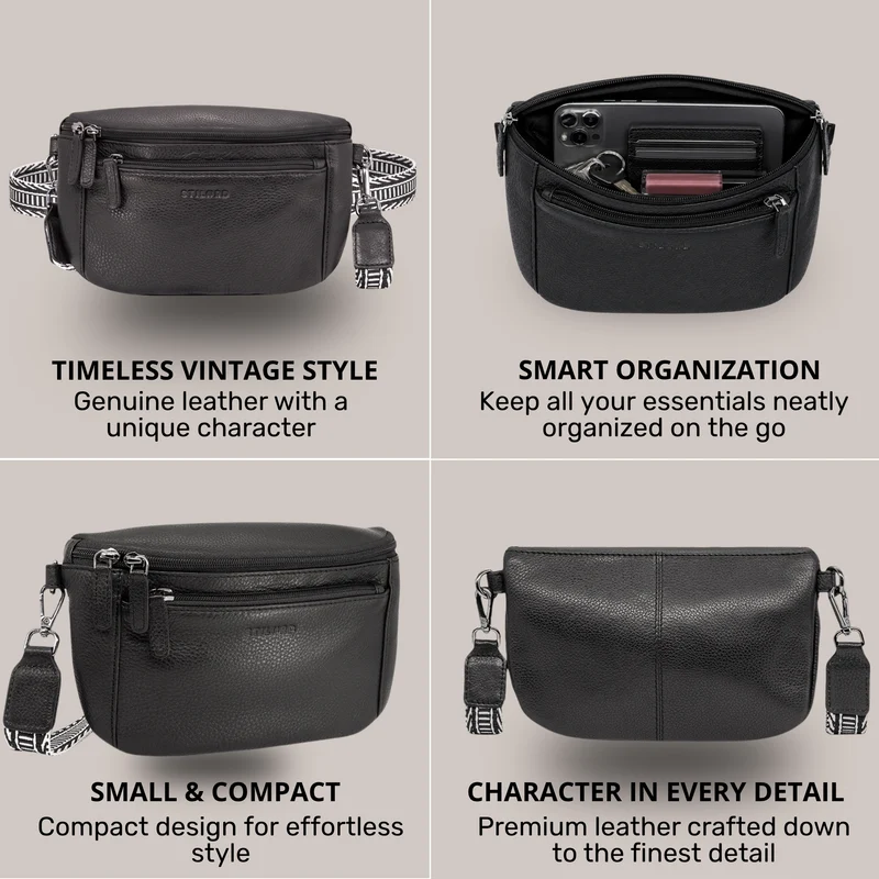 "Iowa" Crossbody Bag Damen Leder 2 in 1 Leder Bauchtasche