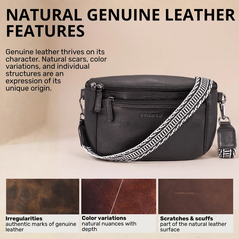 "Iowa" Crossbody Bag Damen Leder 2 in 1 Leder Bauchtasche