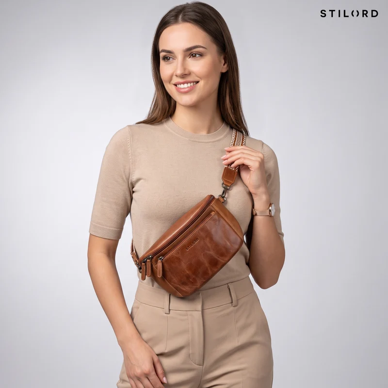 "Iowa" Crossbody Bag Damen Leder 2 in 1 Leder Bauchtasche