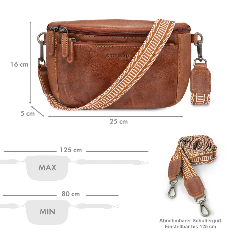 "Iowa" Crossbody Bag Damen Leder 2 in 1 Leder Bauchtasche