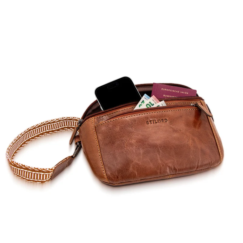 "Iowa" Crossbody Bag Damen Leder 2 in 1 Leder Bauchtasche