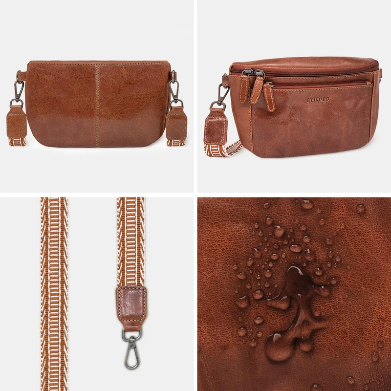 "Iowa" Crossbody Bag Damen Leder 2 in 1 Leder Bauchtasche