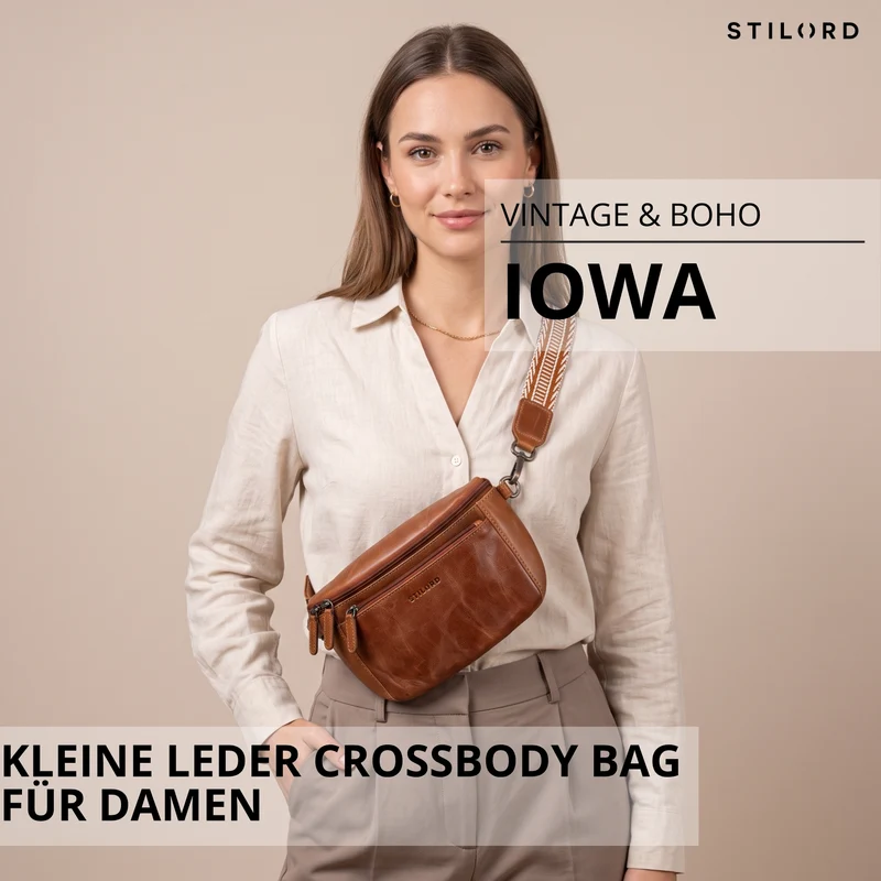 "Iowa" Crossbody Bag Damen Leder 2 in 1 Leder Bauchtasche