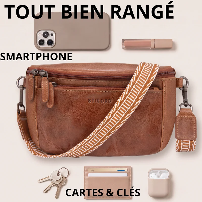 "Iowa" Crossbody Bag Damen Leder 2 in 1 Leder Bauchtasche
