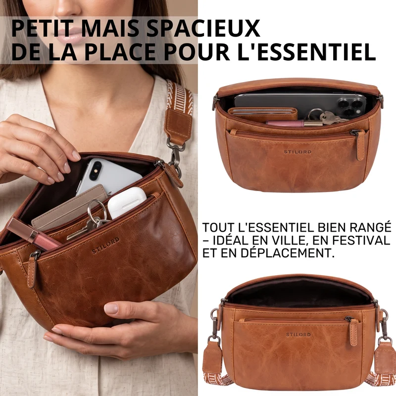 "Iowa" Crossbody Bag Damen Leder 2 in 1 Leder Bauchtasche