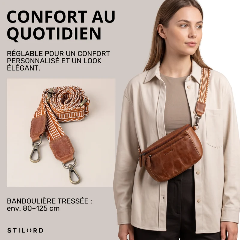 "Iowa" Crossbody Bag Damen Leder 2 in 1 Leder Bauchtasche
