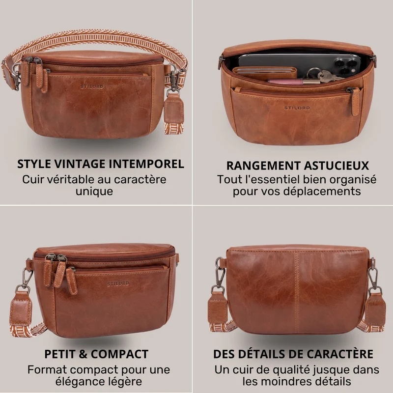 "Iowa" Crossbody Bag Damen Leder 2 in 1 Leder Bauchtasche