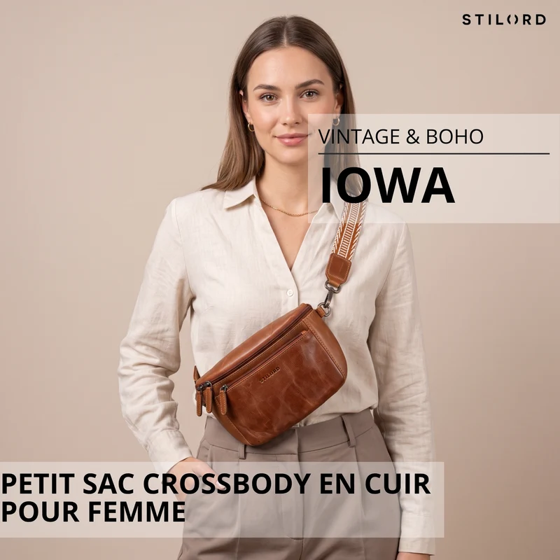 "Iowa" Crossbody Bag Damen Leder 2 in 1 Leder Bauchtasche