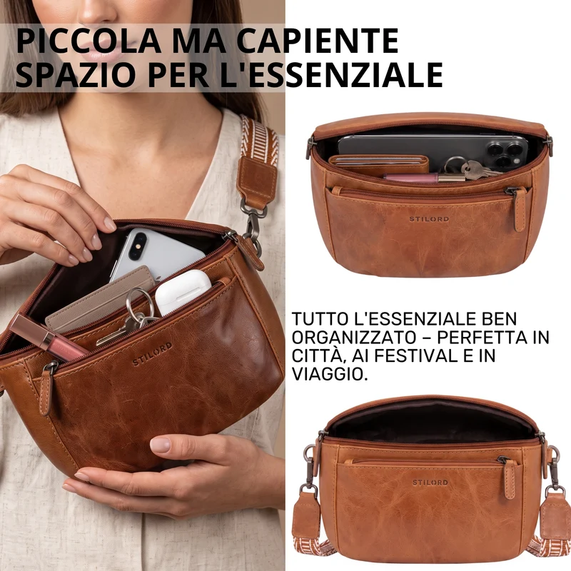 "Iowa" Crossbody Bag Damen Leder 2 in 1 Leder Bauchtasche