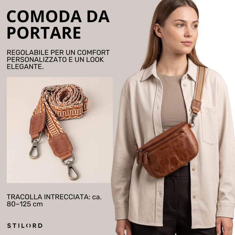 "Iowa" Crossbody Bag Damen Leder 2 in 1 Leder Bauchtasche