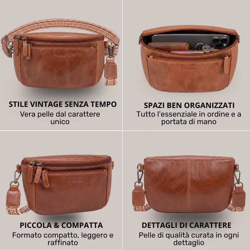 "Iowa" Crossbody Bag Damen Leder 2 in 1 Leder Bauchtasche