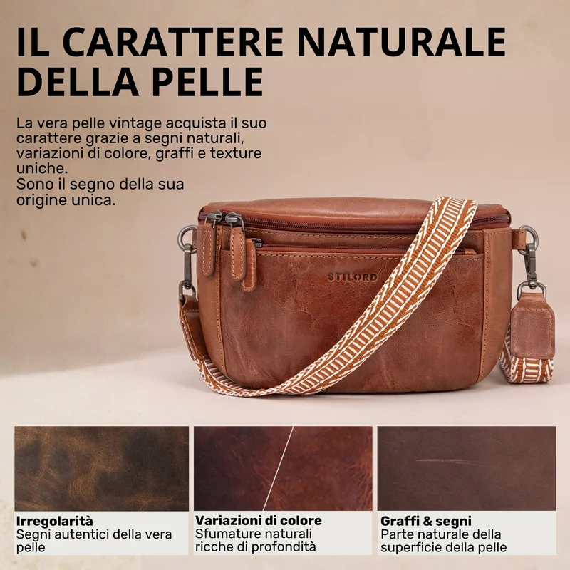 "Iowa" Crossbody Bag Damen Leder 2 in 1 Leder Bauchtasche
