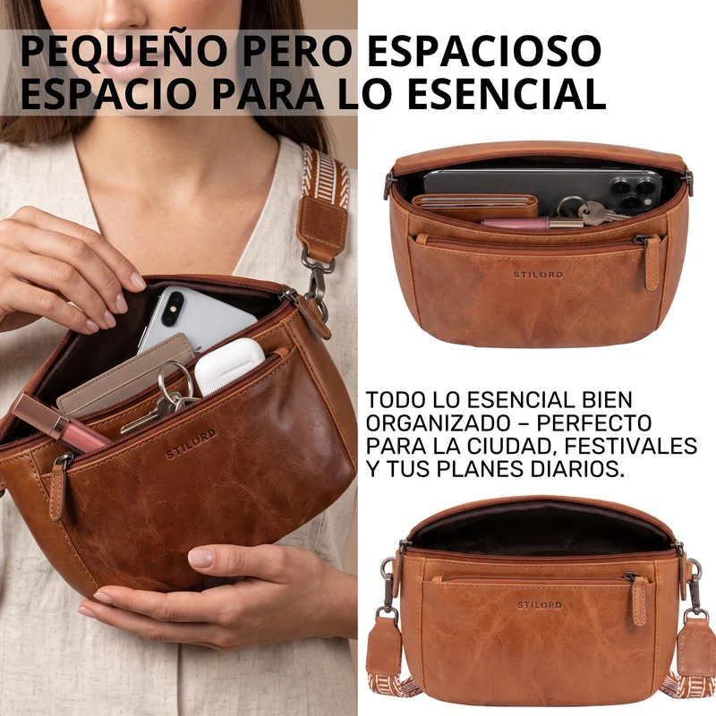 "Iowa" Crossbody Bag Damen Leder 2 in 1 Leder Bauchtasche