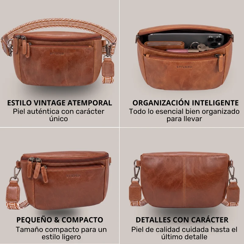 "Iowa" Crossbody Bag Damen Leder 2 in 1 Leder Bauchtasche