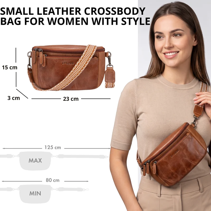"Iowa" Crossbody Bag Damen Leder 2 in 1 Leder Bauchtasche