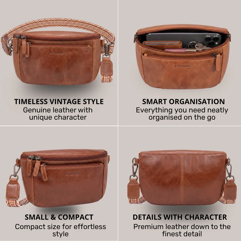 "Iowa" Crossbody Bag Damen Leder 2 in 1 Leder Bauchtasche