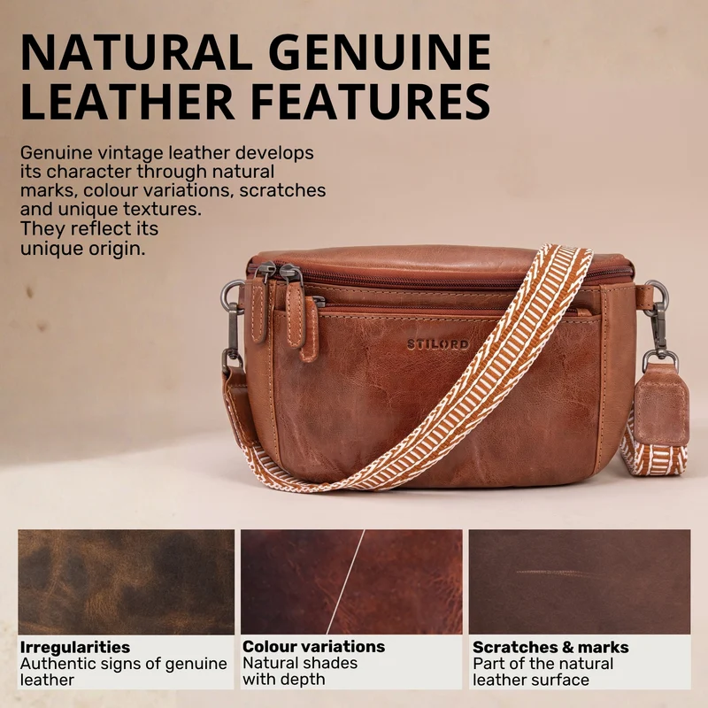 "Iowa" Crossbody Bag Damen Leder 2 in 1 Leder Bauchtasche