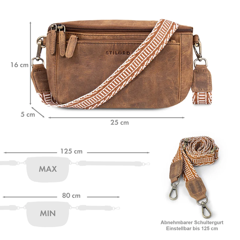 "Iowa" Crossbody Bag Damen Leder 2 in 1 Leder Bauchtasche