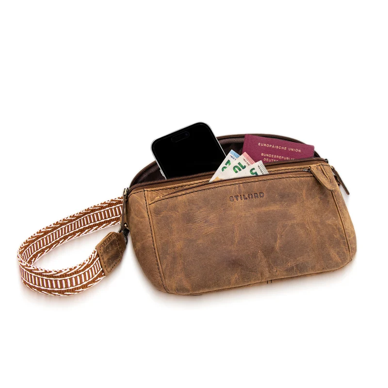 "Iowa" Crossbody Bag Damen Leder 2 in 1 Leder Bauchtasche