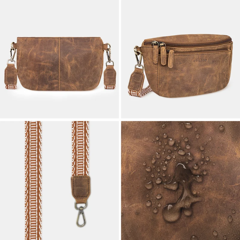 "Iowa" Crossbody Bag Damen Leder 2 in 1 Leder Bauchtasche