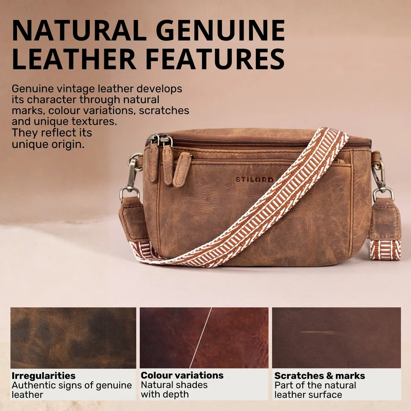 "Iowa" Crossbody Bag Damen Leder 2 in 1 Leder Bauchtasche