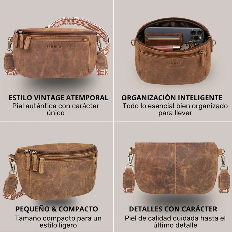 "Iowa" Crossbody Bag Damen Leder 2 in 1 Leder Bauchtasche