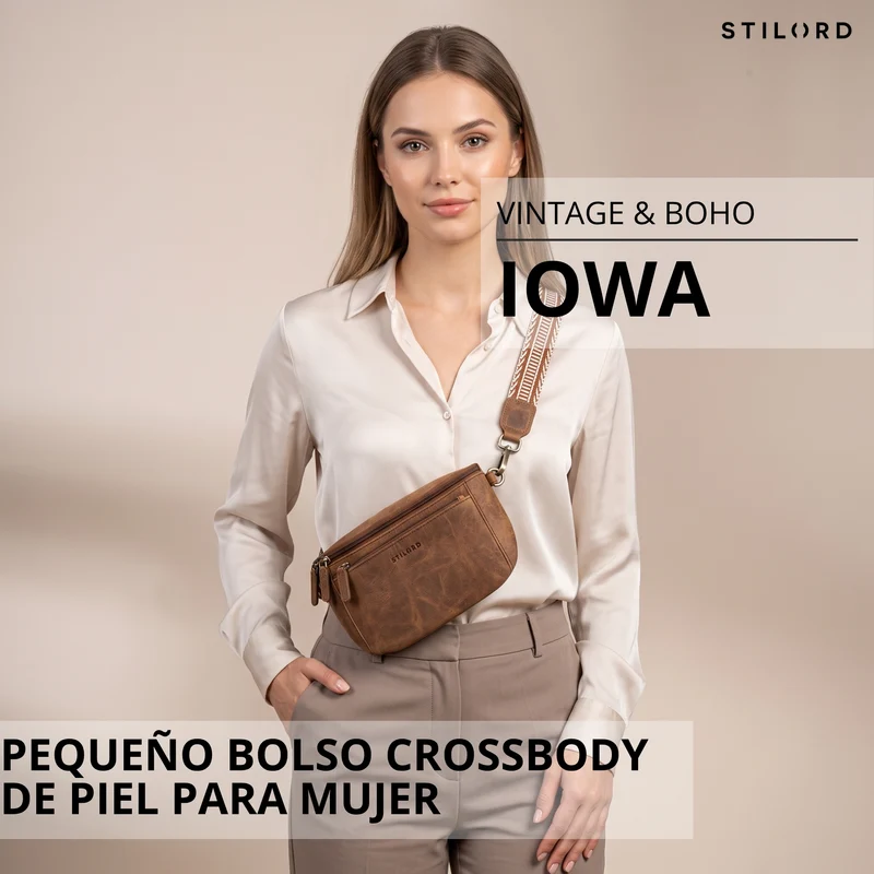"Iowa" Crossbody Bag Damen Leder 2 in 1 Leder Bauchtasche