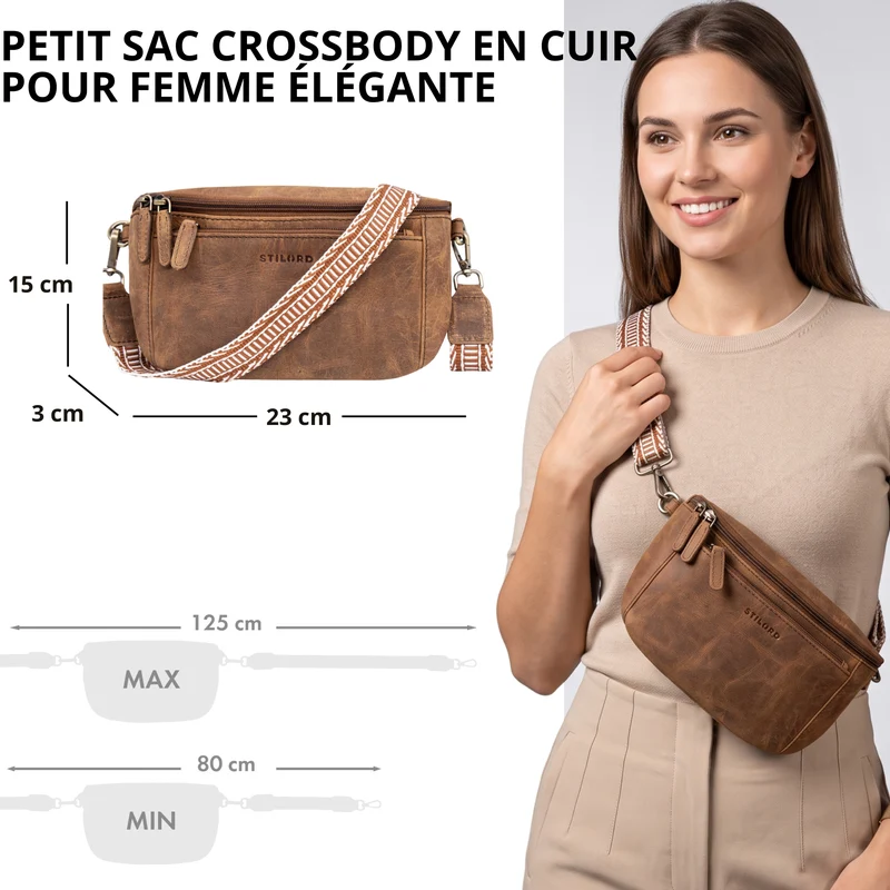 "Iowa" Crossbody Bag Damen Leder 2 in 1 Leder Bauchtasche