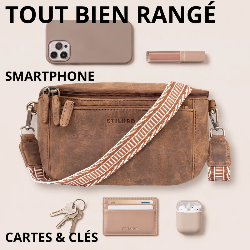 "Iowa" Crossbody Bag Damen Leder 2 in 1 Leder Bauchtasche
