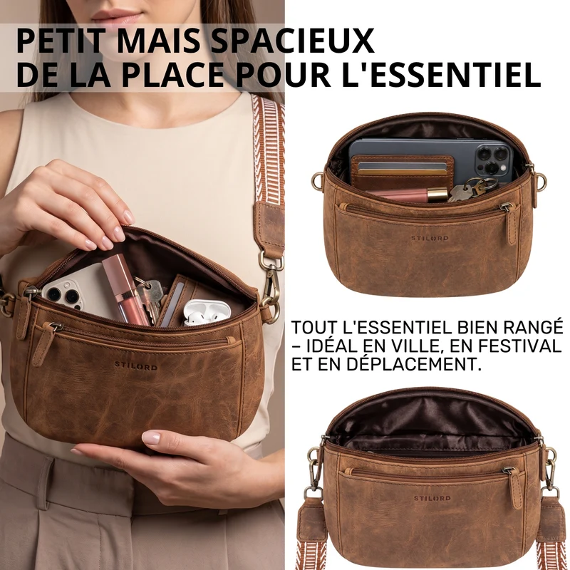 "Iowa" Crossbody Bag Damen Leder 2 in 1 Leder Bauchtasche