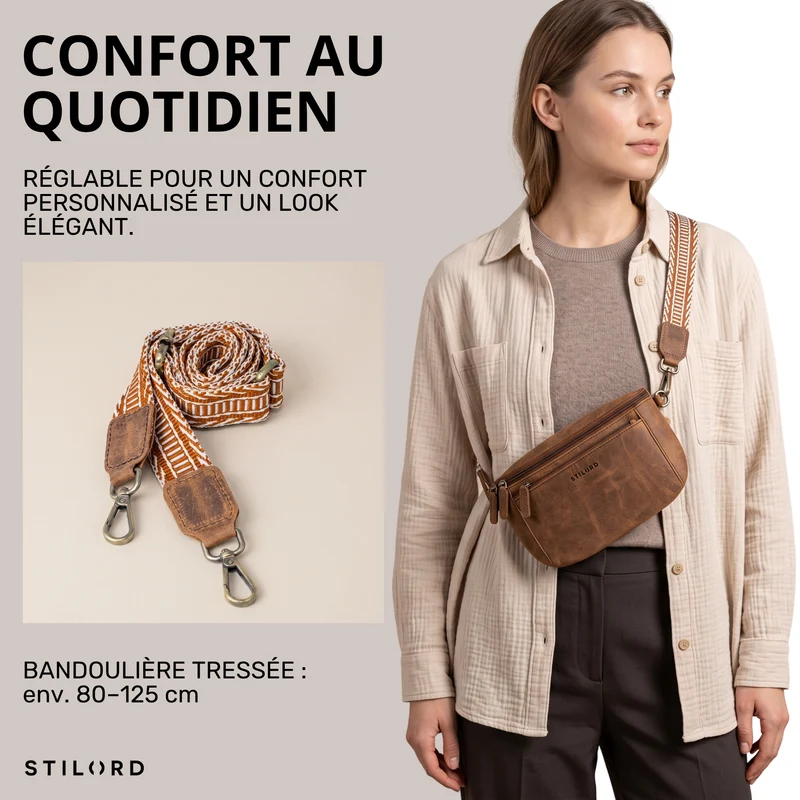 "Iowa" Crossbody Bag Damen Leder 2 in 1 Leder Bauchtasche