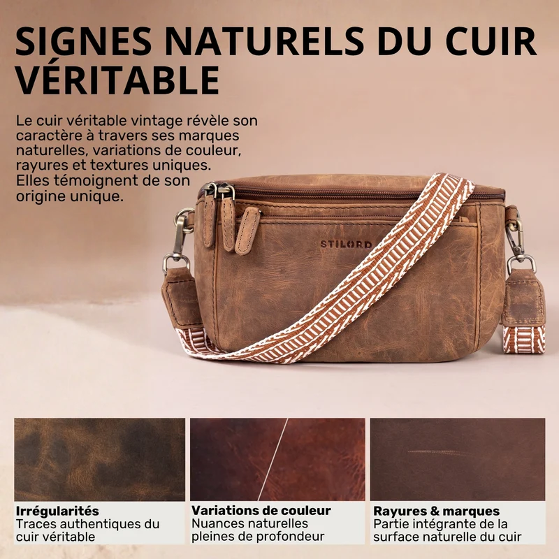 "Iowa" Crossbody Bag Damen Leder 2 in 1 Leder Bauchtasche