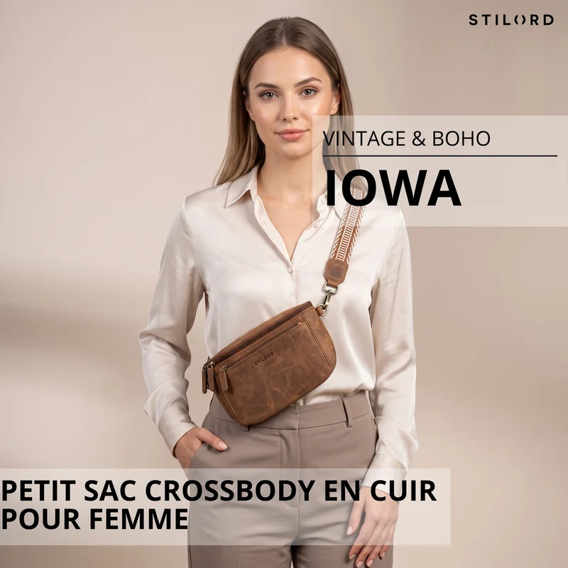 "Iowa" Crossbody Bag Damen Leder 2 in 1 Leder Bauchtasche