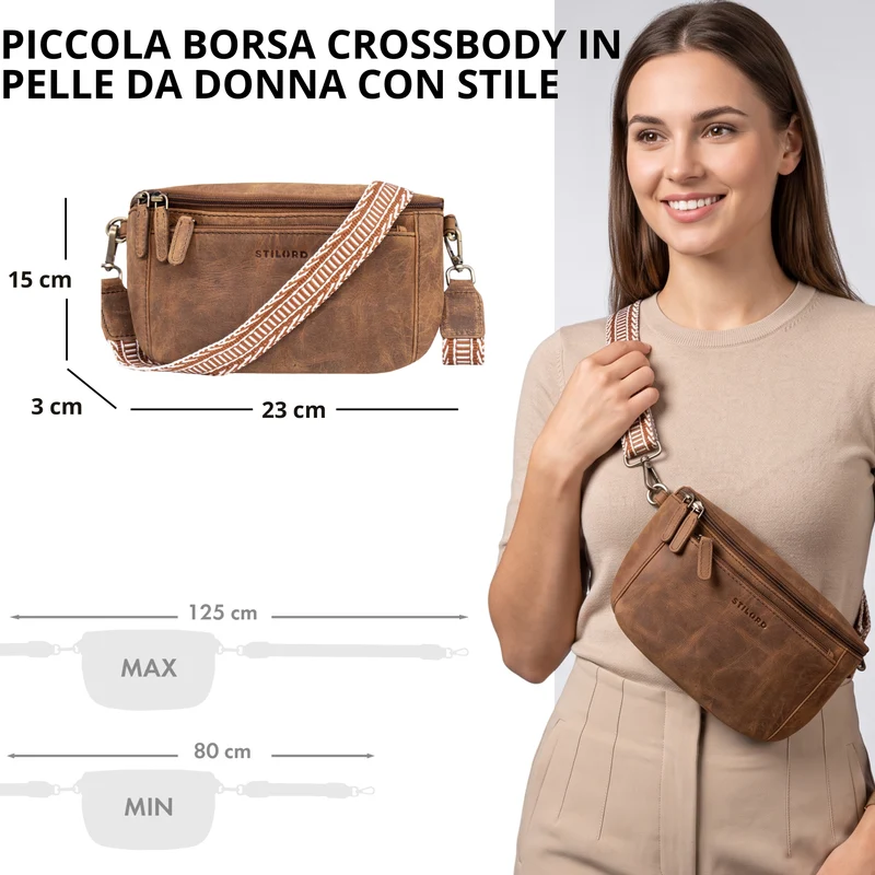 "Iowa" Crossbody Bag Damen Leder 2 in 1 Leder Bauchtasche