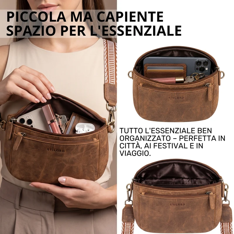 "Iowa" Crossbody Bag Damen Leder 2 in 1 Leder Bauchtasche