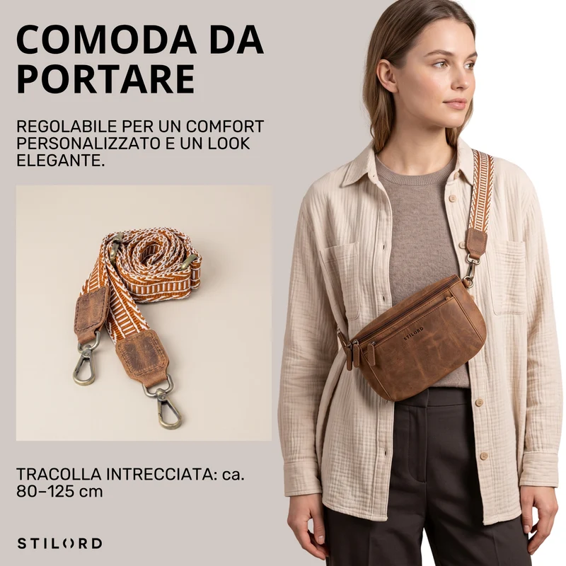"Iowa" Crossbody Bag Damen Leder 2 in 1 Leder Bauchtasche