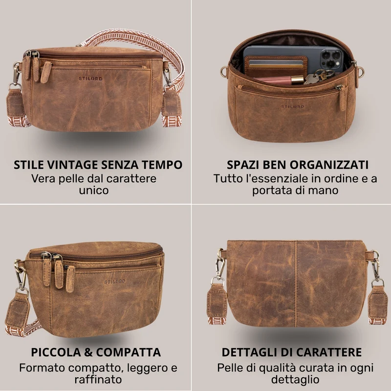 "Iowa" Crossbody Bag Damen Leder 2 in 1 Leder Bauchtasche