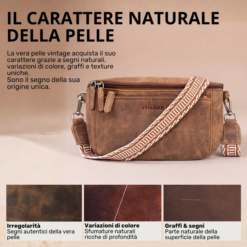 "Iowa" Crossbody Bag Damen Leder 2 in 1 Leder Bauchtasche