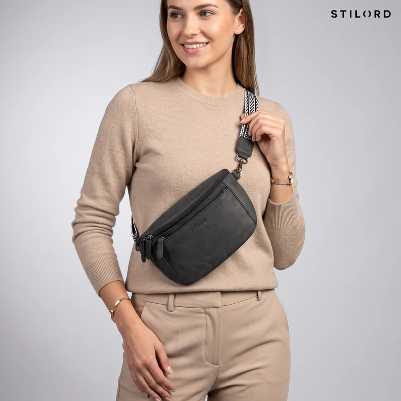 "Iowa" Crossbody Bag Damen Leder 2 in 1 Leder Bauchtasche