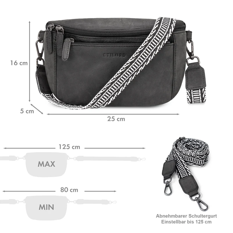 "Iowa" Crossbody Bag Damen Leder 2 in 1 Leder Bauchtasche