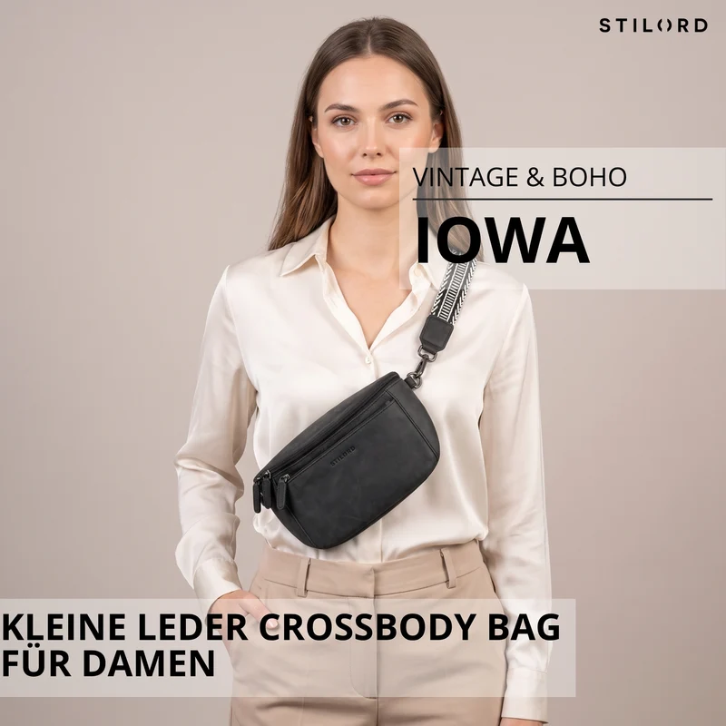 "Iowa" Crossbody Bag Damen Leder 2 in 1 Leder Bauchtasche