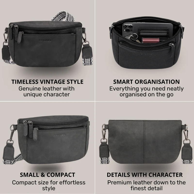"Iowa" Crossbody Bag Damen Leder 2 in 1 Leder Bauchtasche