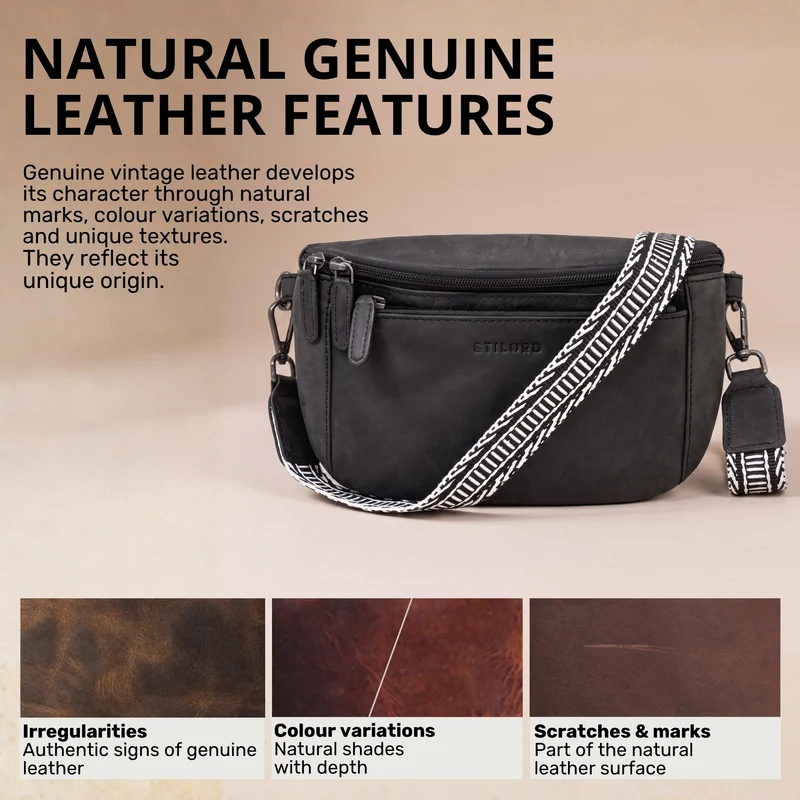 "Iowa" Crossbody Bag Damen Leder 2 in 1 Leder Bauchtasche